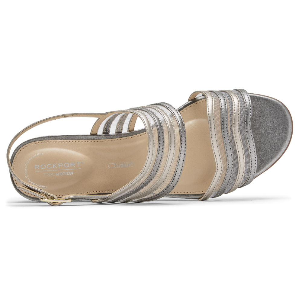 Rockport Sandals For Womens Silver - Total Motion Zandra Mesh - US8390456